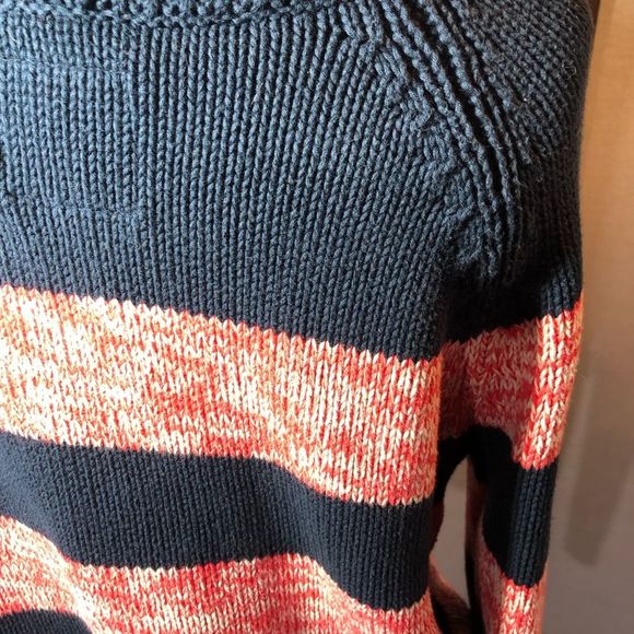 American Eagle navy and white/ red 100% cotton sweater sz XLarge/wide scoop neck - Picture 13 of 16